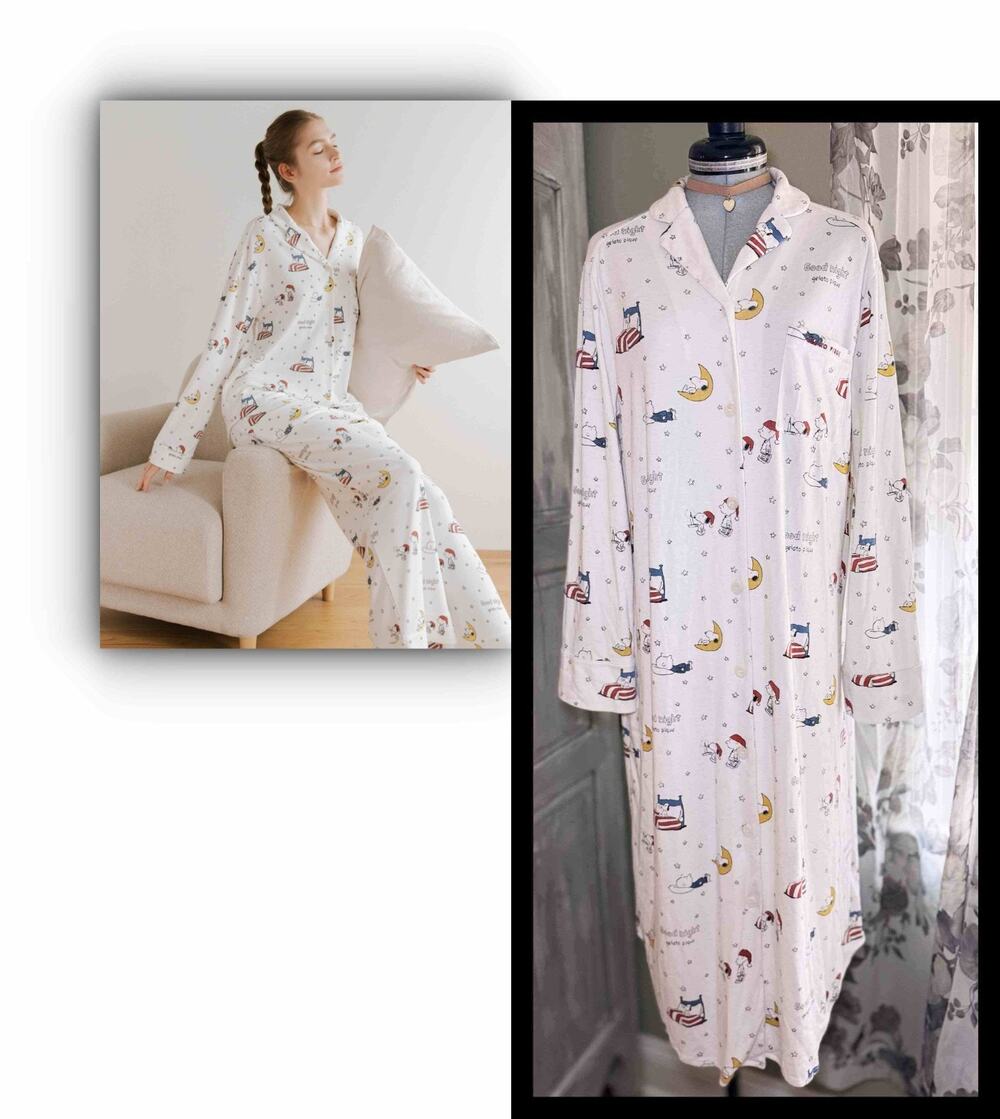 Gelato Pique Peanuts Snoopy Charlie Brown Retro Jersey Shirt Dress Sleepwear
